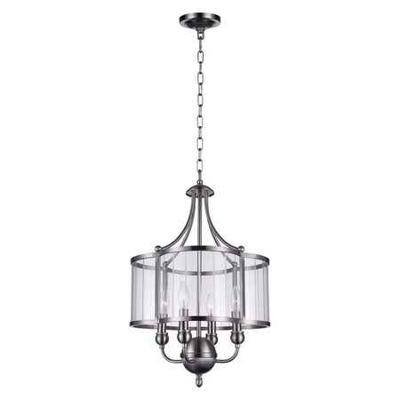 Cwi Lighting 4 Light Drum Shade Pendant With Satin Nickel Finish 9919P16-4-606-A